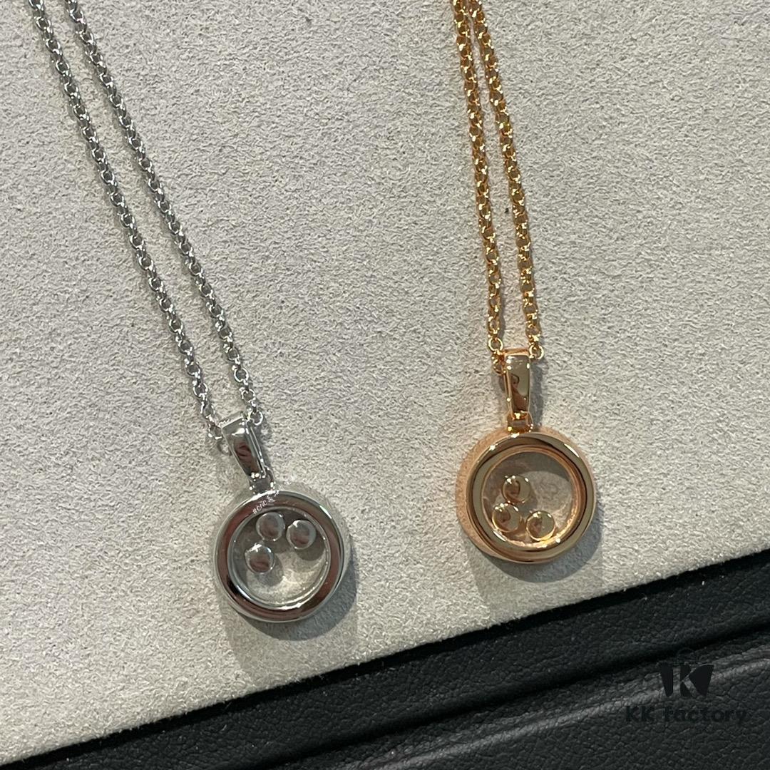 6930069a12f62673a6fab2d4 Chopard Happy Diamonds Collection Fully Paved Round Necklace with Movable Diamond Heart Pendant