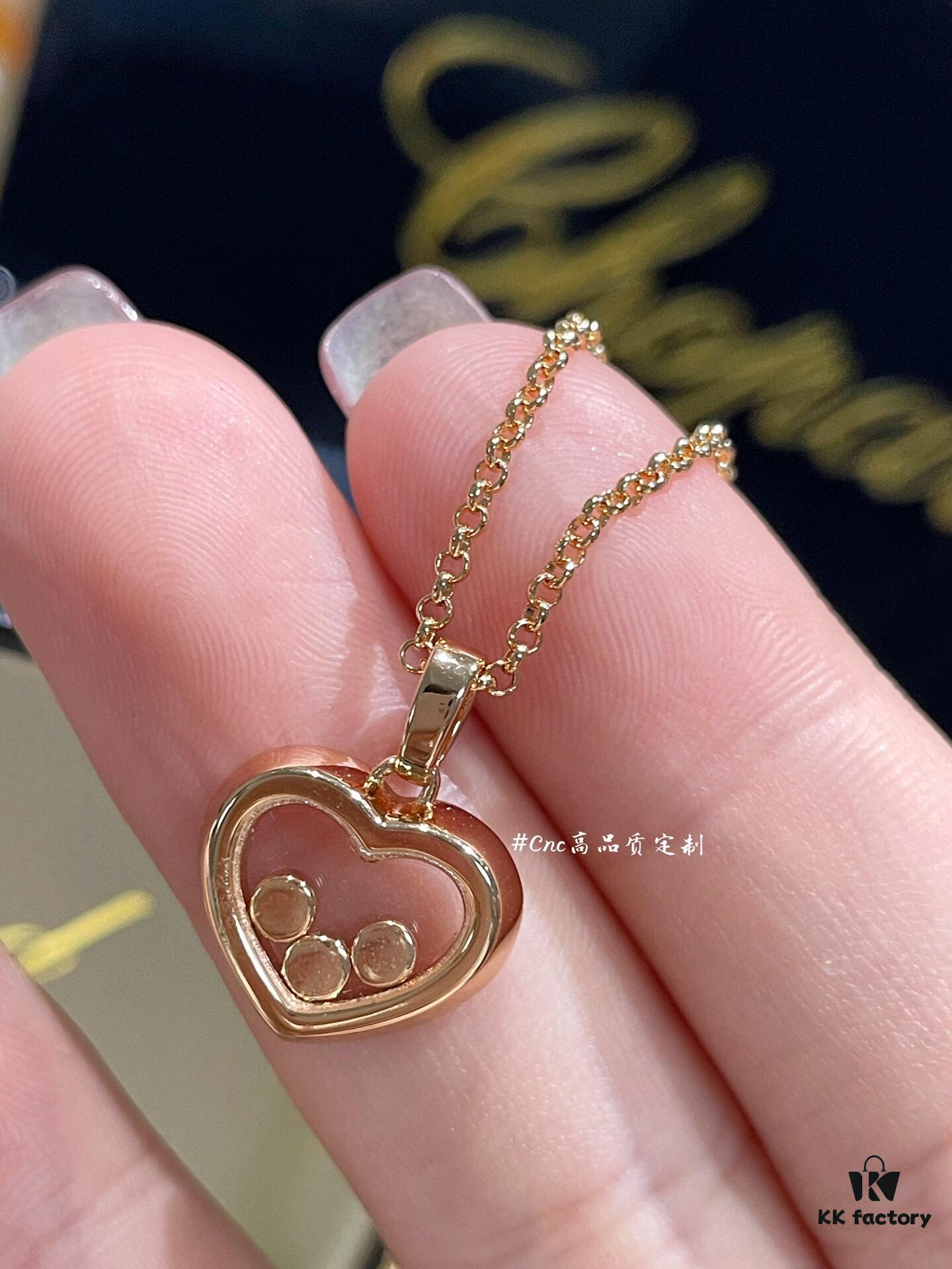 693006a412f62673a6fab2df Chopard Happy Diamonds Collection Fully Set Diamond Heart Pendant Necklace with Moving Diamonds