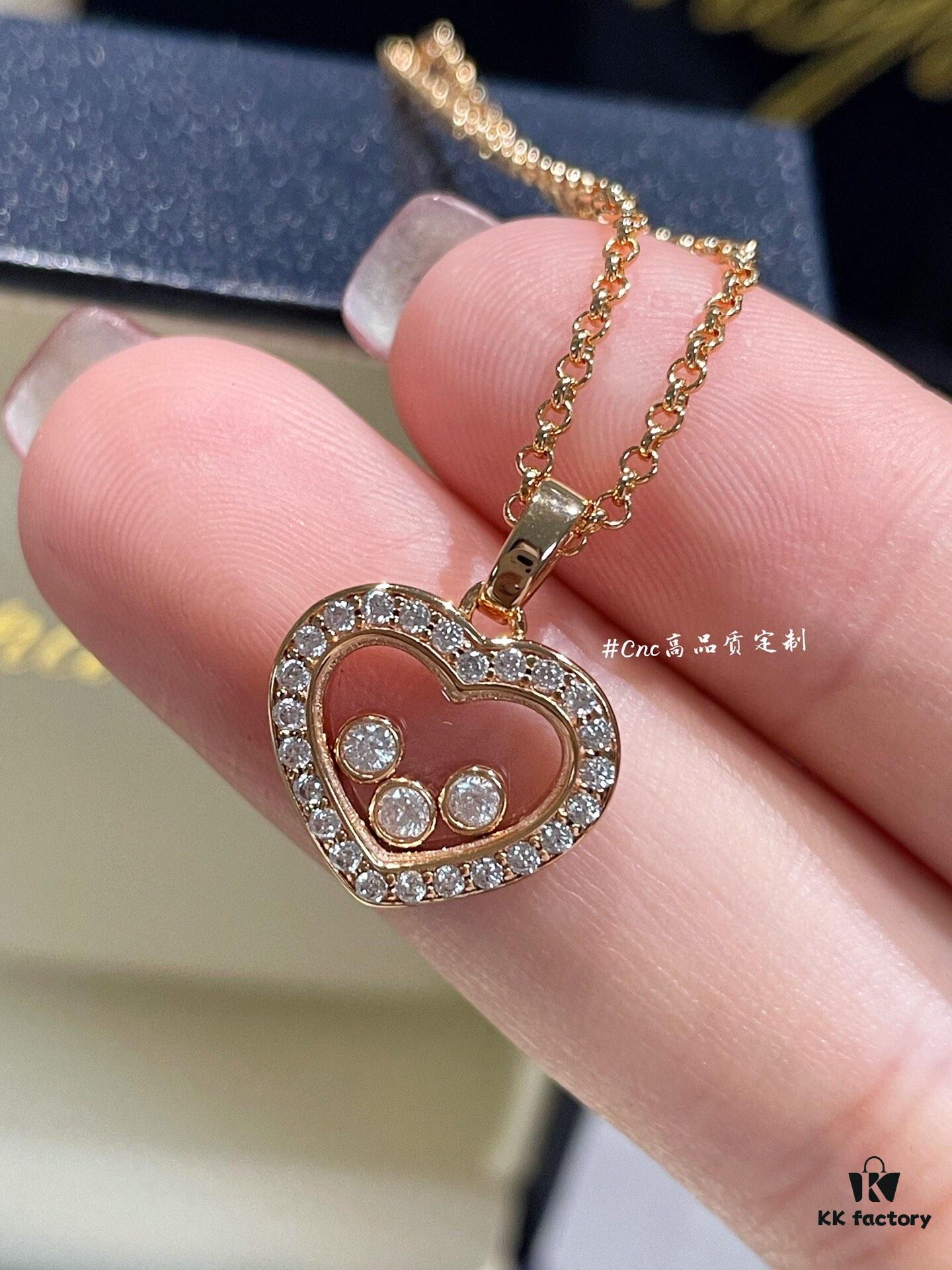 693006a512f62673a6fab2e1 Chopard Happy Diamonds Collection Fully Set Diamond Heart Pendant Necklace with Moving Diamonds