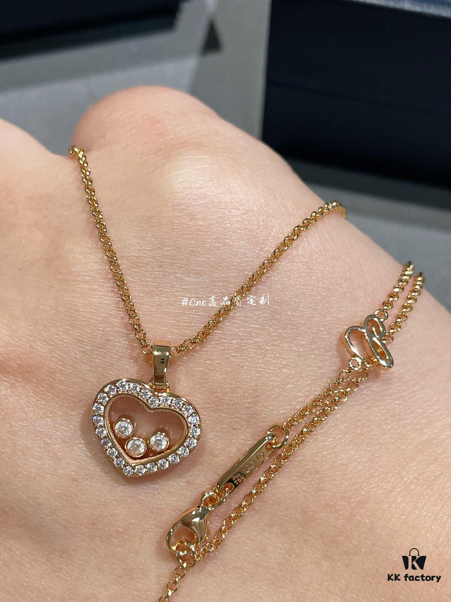 693006a912f62673a6fab2e9 Chopard Happy Diamonds Collection Fully Set Diamond Heart Pendant Necklace with Moving Diamonds