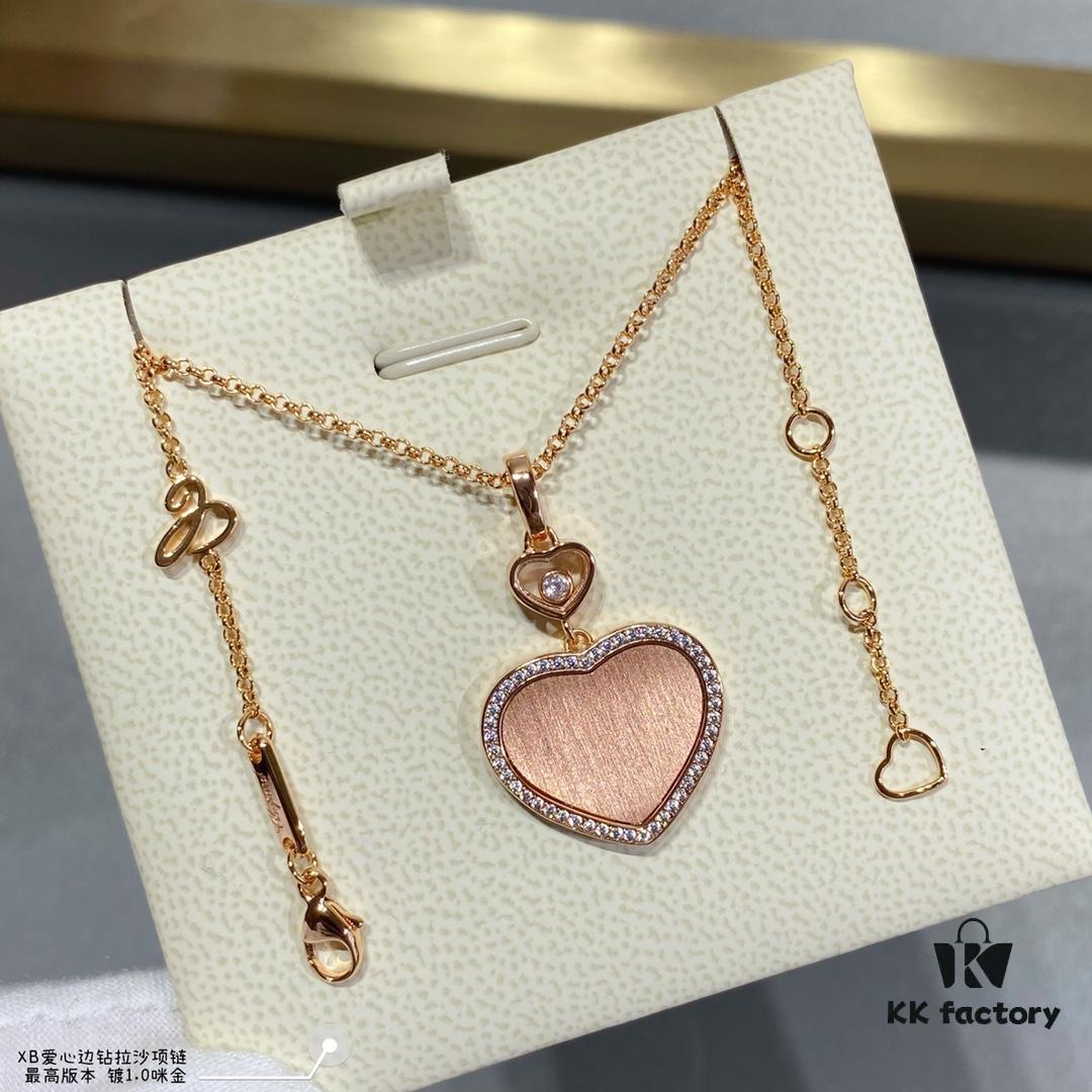 693006b612f62673a6fab2fe Chopard Heart Pendant Necklace with Zircon Accents, High-Quality K-Gold Finish, Sparkling and Elegant