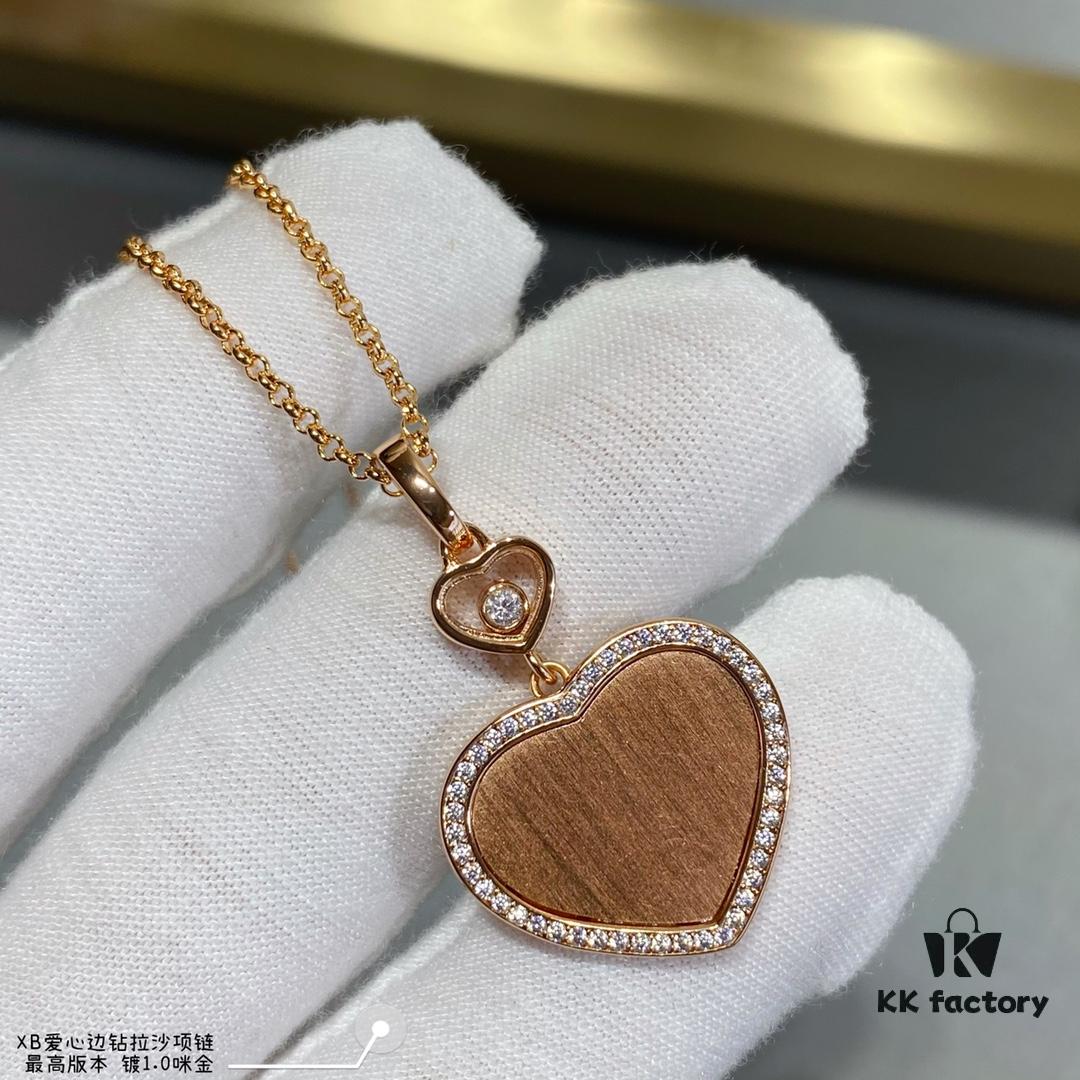 693006b812f62673a6fab300 Chopard Heart Pendant Necklace with Zircon Accents, High-Quality K-Gold Finish, Sparkling and Elegant