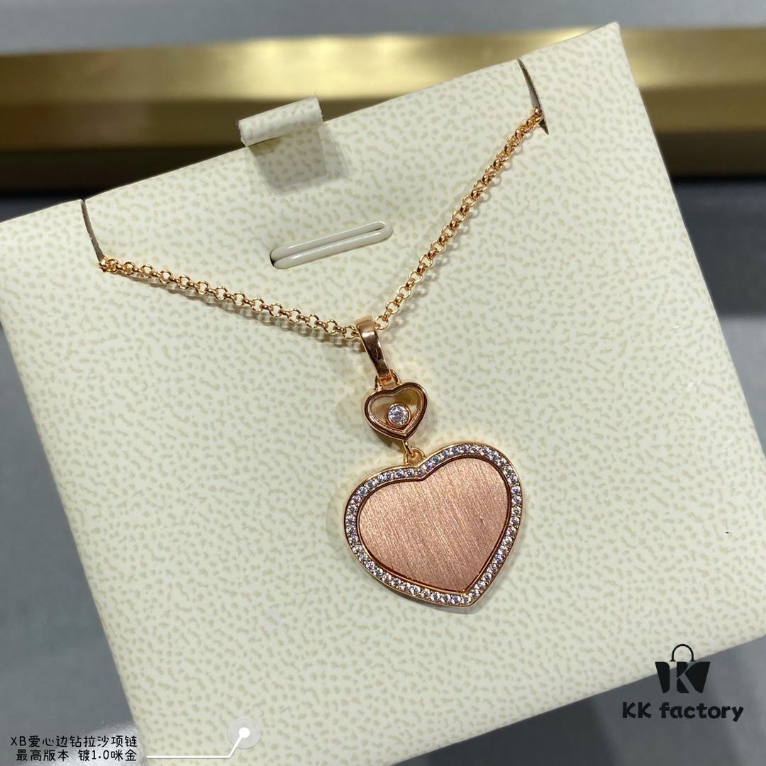693006b812f62673a6fab301 Chopard Heart Pendant Necklace with Zircon Accents, High-Quality K-Gold Finish, Sparkling and Elegant