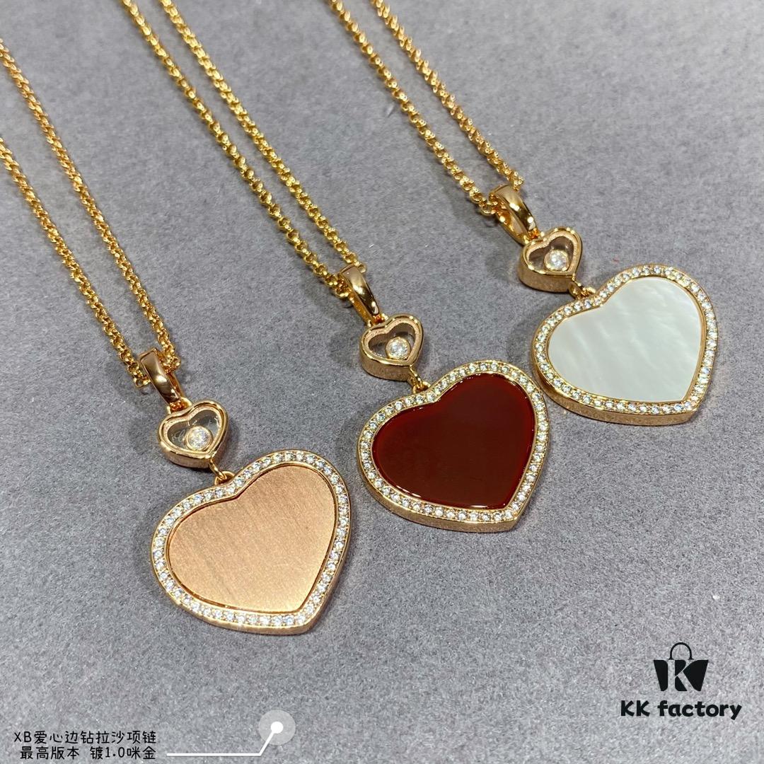 693006b912f62673a6fab302 Chopard Heart Pendant Necklace with Zircon Accents, High-Quality K-Gold Finish, Sparkling and Elegant