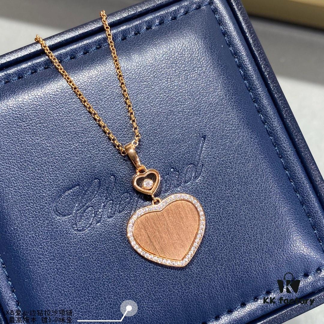 693006ba12f62673a6fab303 Chopard Heart Pendant Necklace with Zircon Accents, High-Quality K-Gold Finish, Sparkling and Elegant