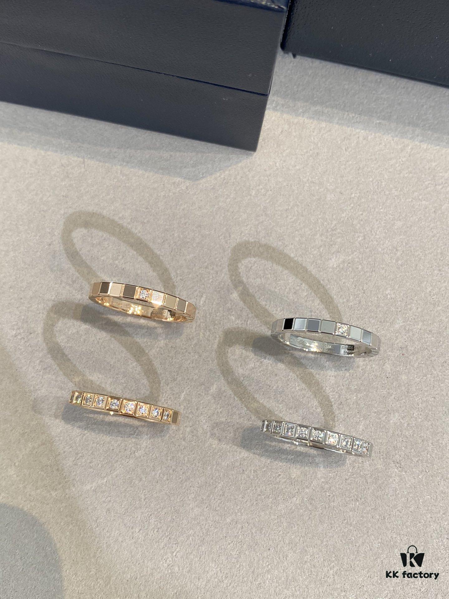 693006e112f62673a6fab341 New Chopard Ice Cube Series Ring, Same Style as Zhu Yilong's, Precision-Carved Mini Ice Block Ring with Single or Ten Diamonds, White Gold and Rose Gold Narrow Version