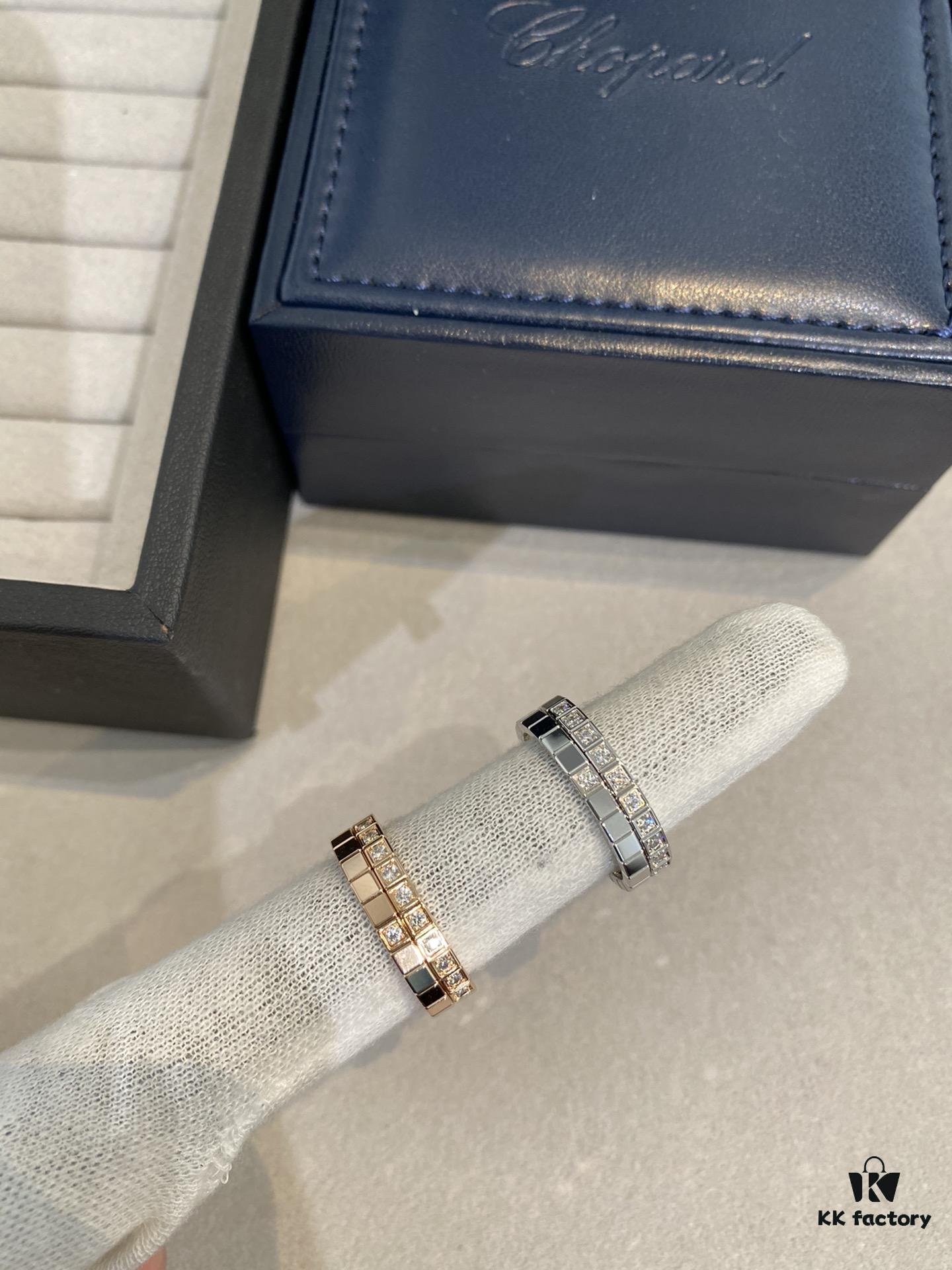 693006e412f62673a6fab345 New Chopard Ice Cube Series Ring, Same Style as Zhu Yilong's, Precision-Carved Mini Ice Block Ring with Single or Ten Diamonds, White Gold and Rose Gold Narrow Version