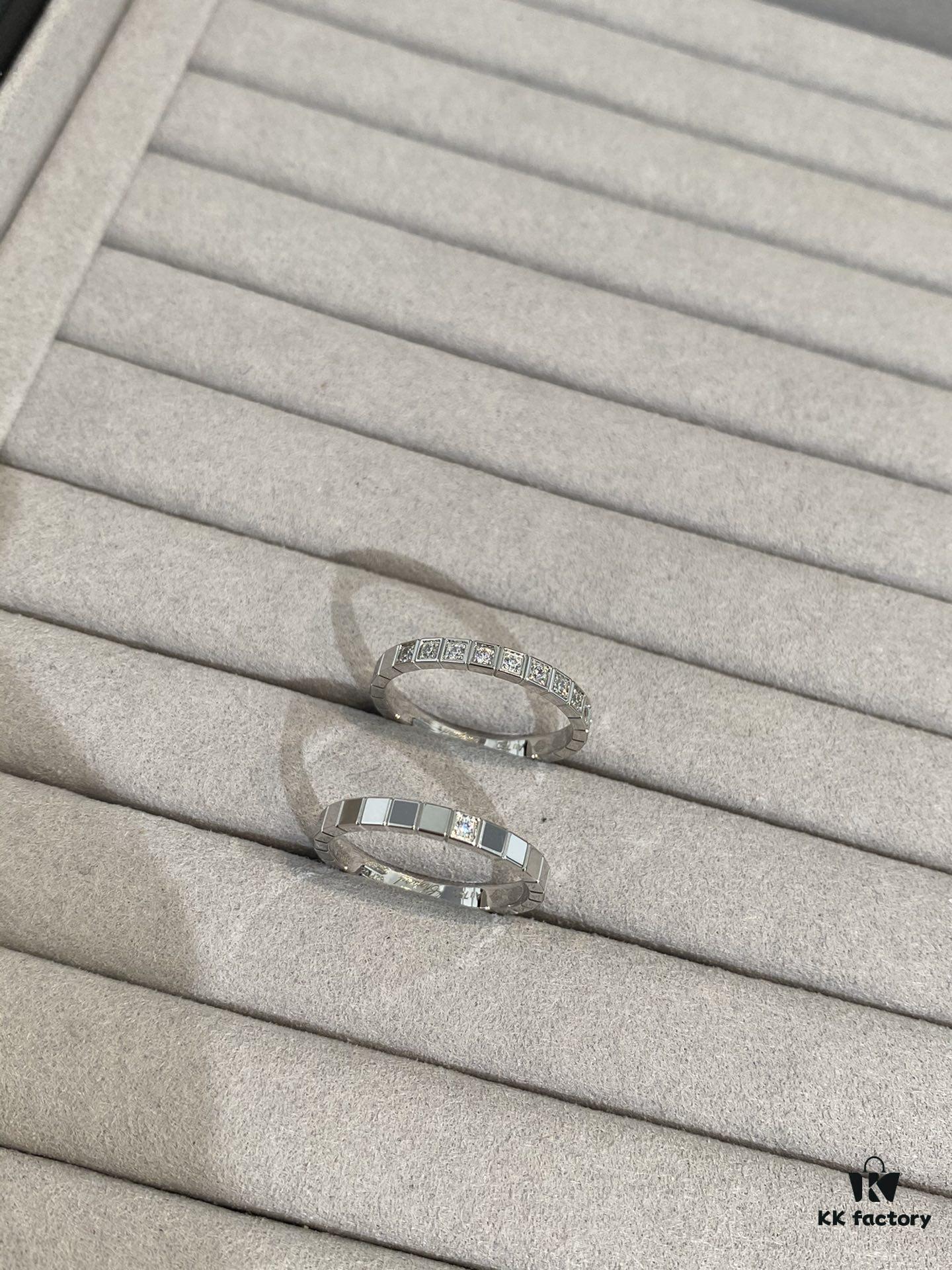 693006e412f62673a6fab346 New Chopard Ice Cube Series Ring, Same Style as Zhu Yilong's, Precision-Carved Mini Ice Block Ring with Single or Ten Diamonds, White Gold and Rose Gold Narrow Version