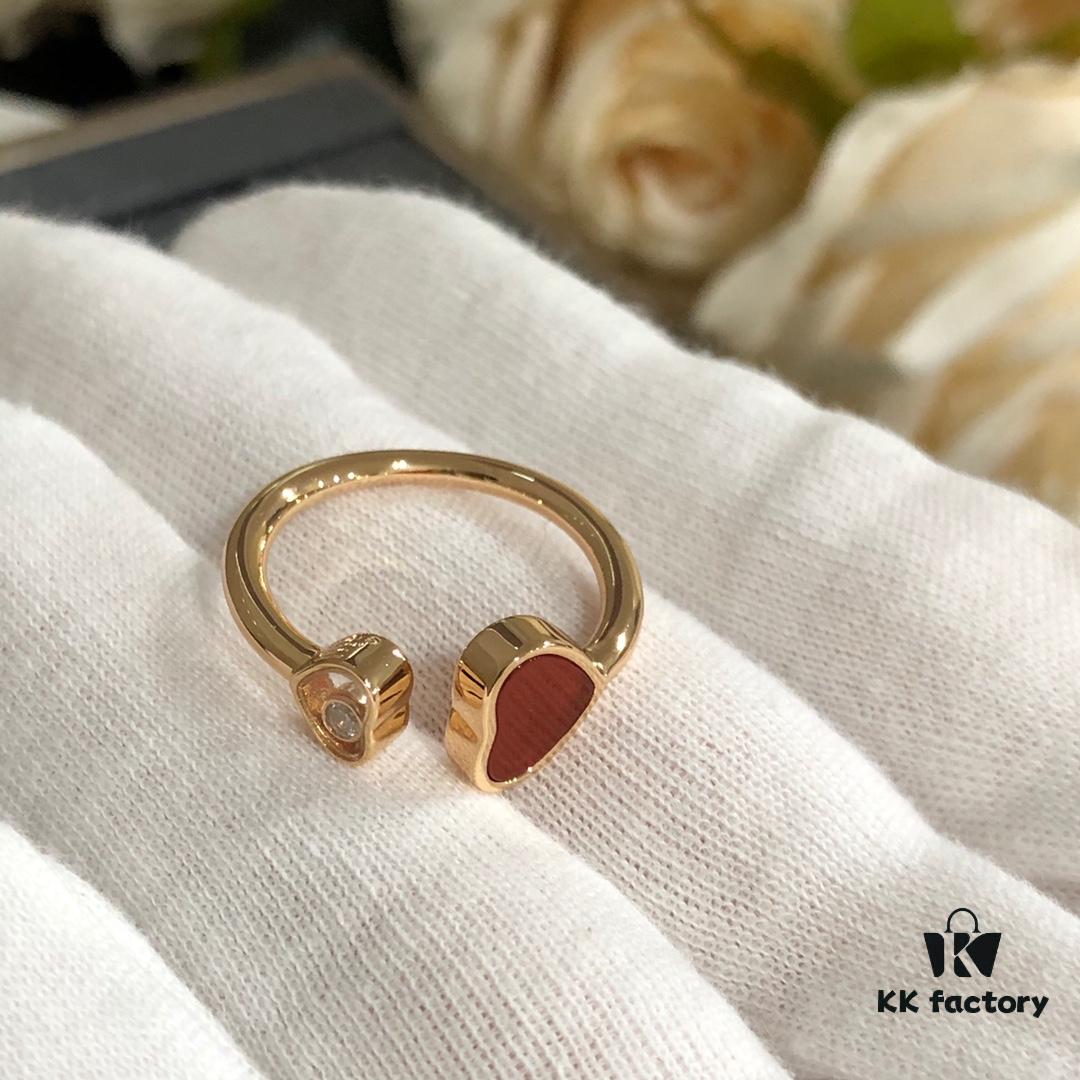 6930070812f62673a6fab382 Chopard Happy Hearts Series Heart Ring with Natural Gemstone and Floating Diamond