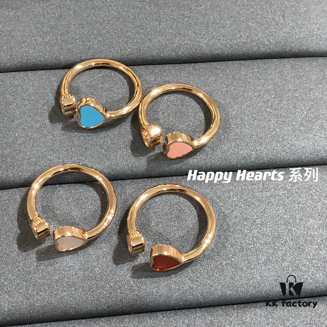 Chopard Happy Hearts Collection Heart Ring with Natural Gemstones and Floating Diamond