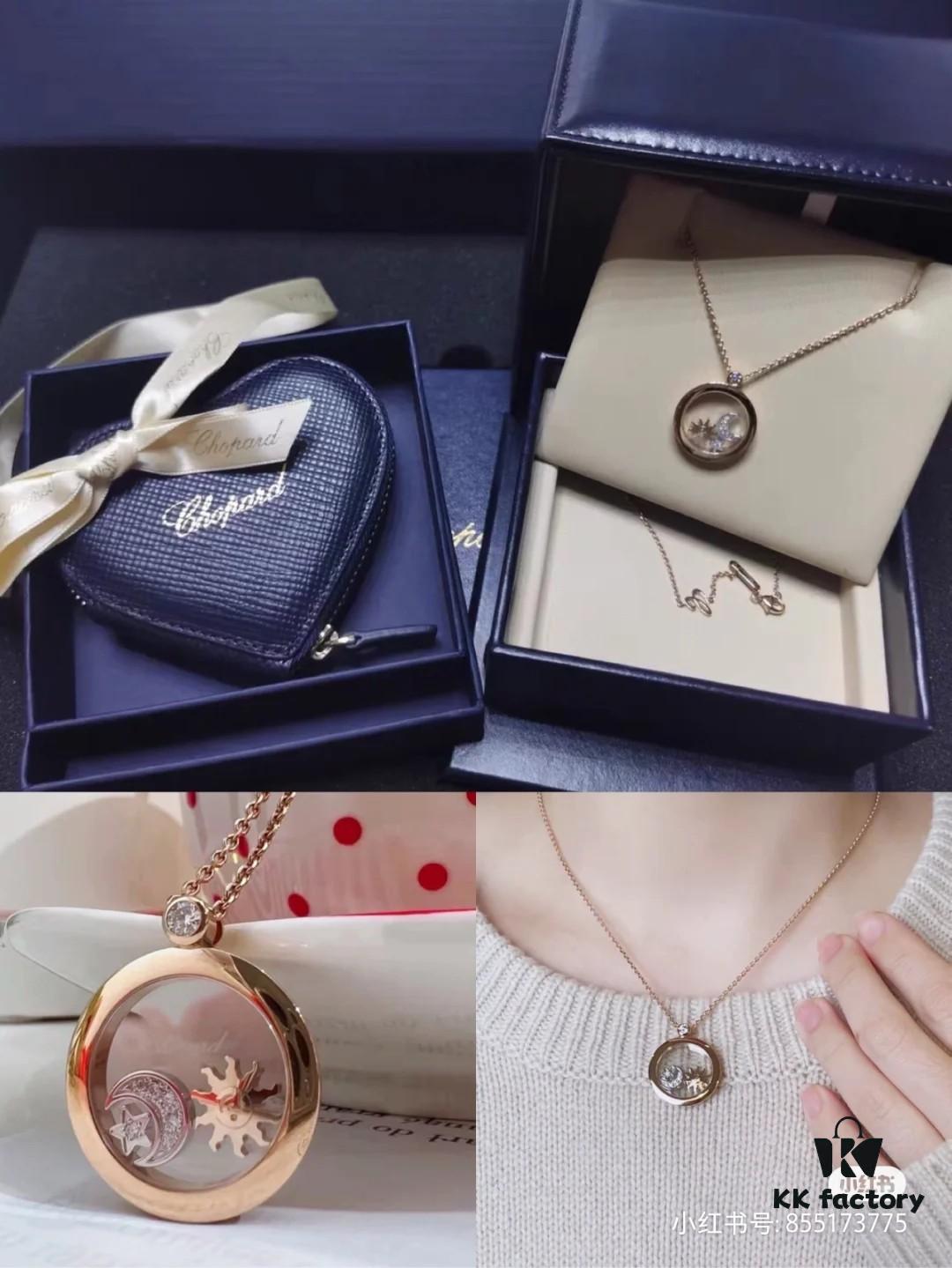 6930071912f62673a6fab396 Chopard Happy Stars Necklace in Champagne Gold and White Gold, In Stock