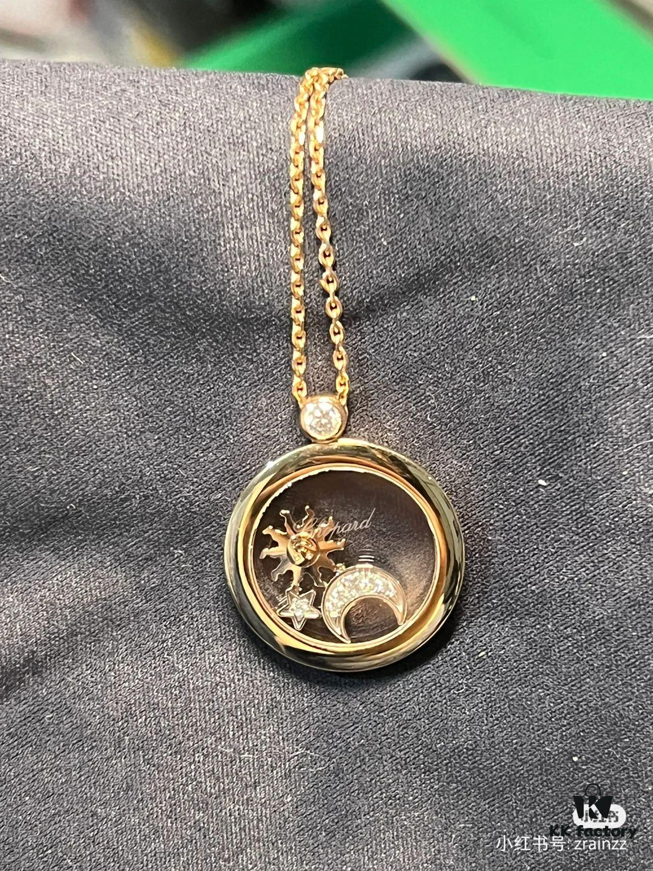 6930071912f62673a6fab397 Chopard Happy Stars Necklace in Champagne Gold and White Gold, In Stock