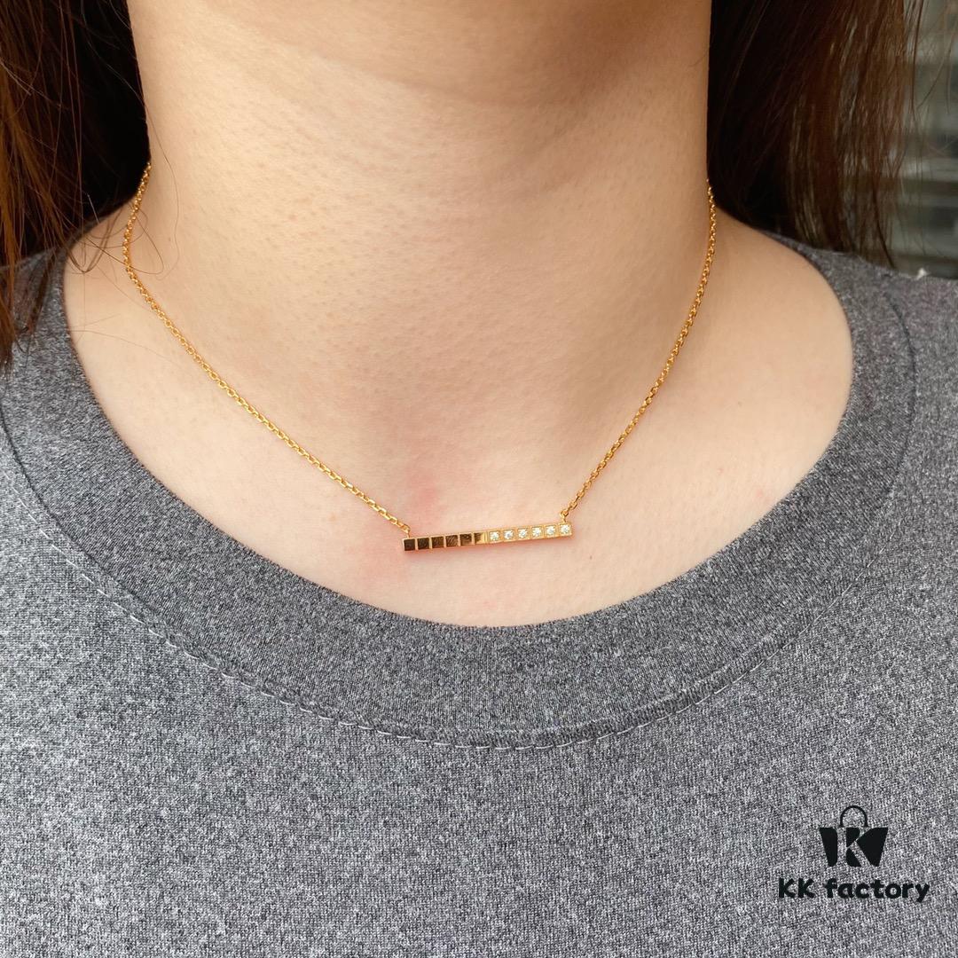 Chopard-Style Diamond Necklace in High-Quality K-Gold with Sparkling Zirconia