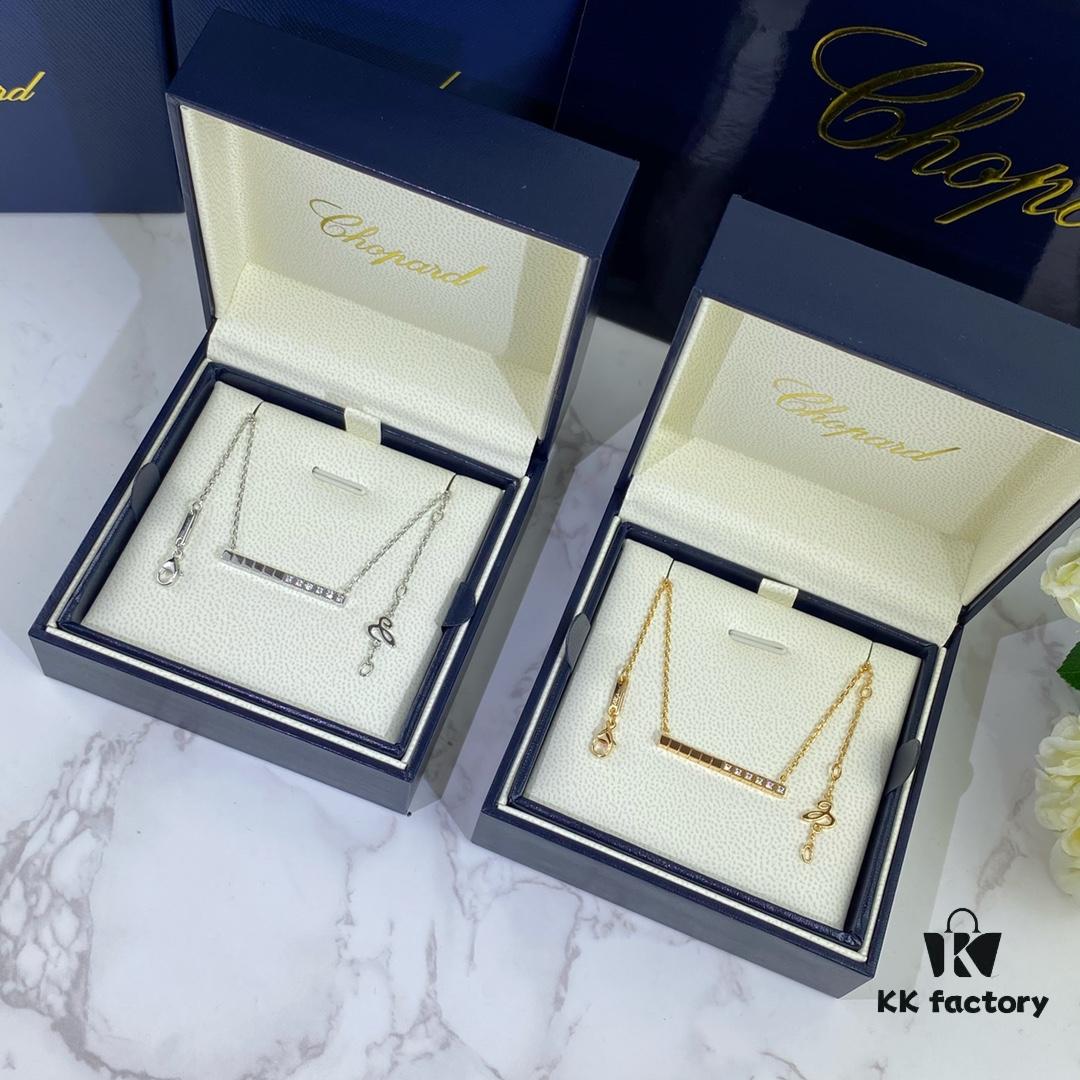 Chopard-Style Diamond Necklace in High-Quality K-Gold with Sparkling Zirconia