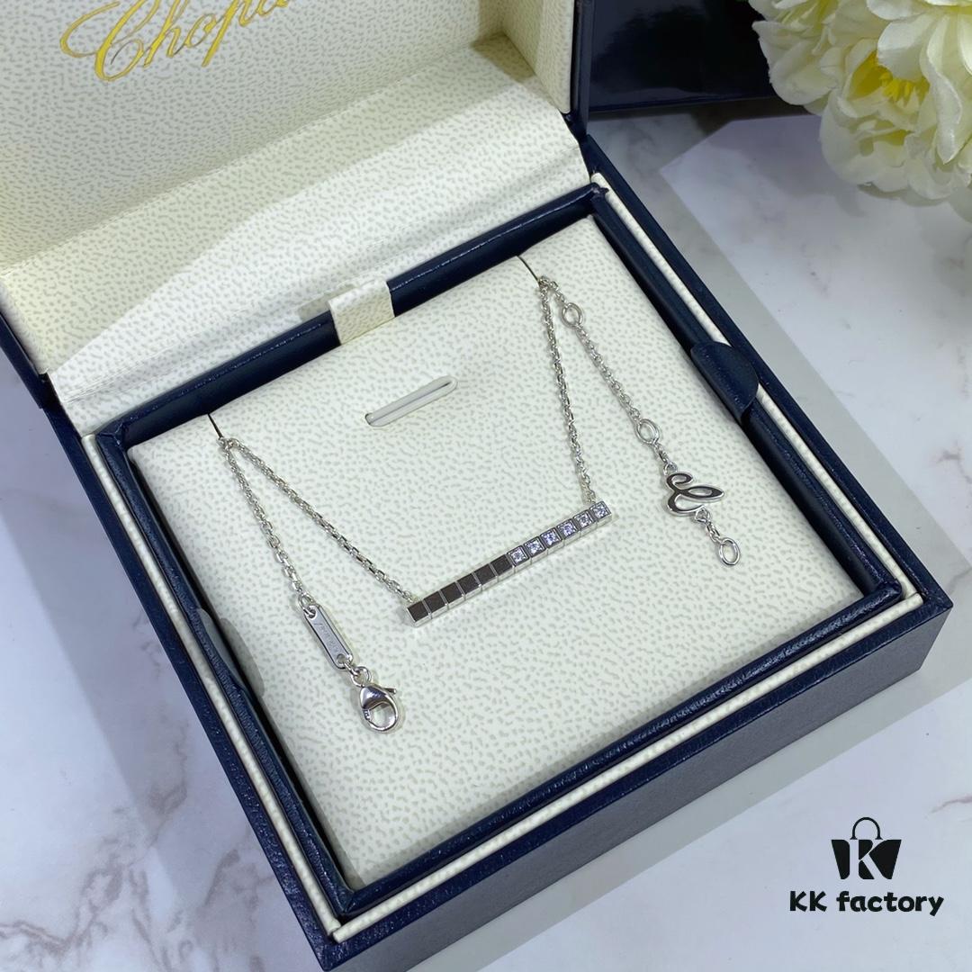Chopard-Style Diamond Necklace in High-Quality K-Gold with Sparkling Zirconia