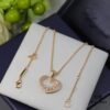 Chopard Necklace - Lucky Chopard with Iconic Moving Diamonds, 18K Rose Gold Plated, Adjustable Length