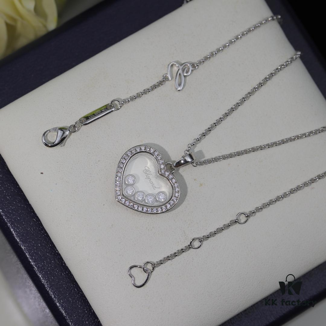 Chopard Necklace - Lucky Chopard with Iconic Moving Diamonds, 18K Rose Gold Plated, Adjustable Length