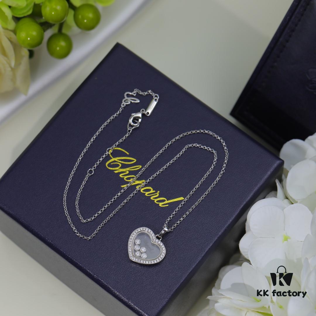 Chopard Necklace - Lucky Chopard with Iconic Moving Diamonds, 18K Rose Gold Plated, Adjustable Length