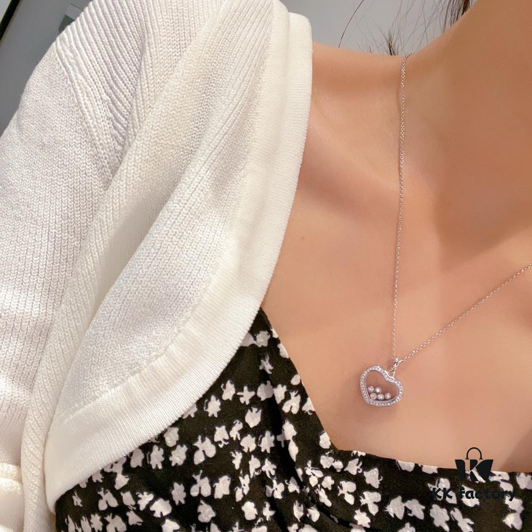 Chopard Necklace - Lucky Chopard with Iconic Moving Diamonds, 18K Rose Gold Plated, Adjustable Length