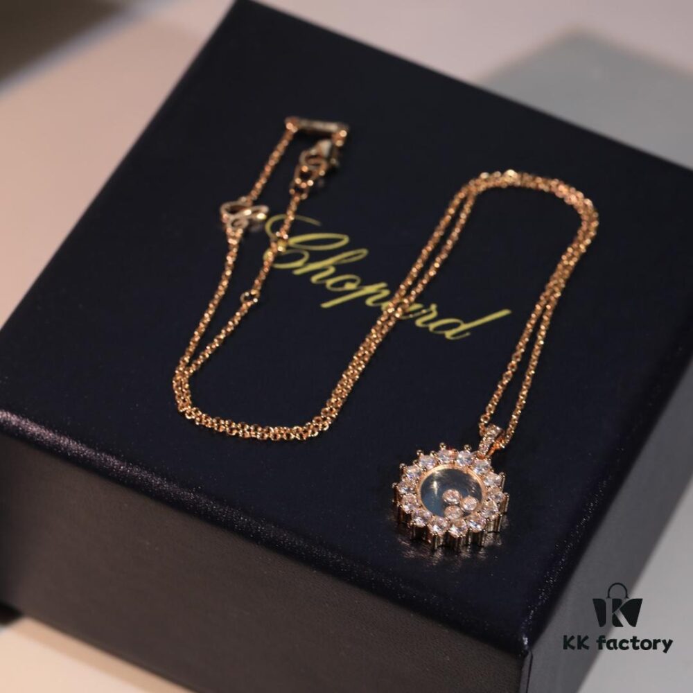 6930075d12f62673a6fab412 Chopard High-Version Necklace with Floating Diamond in Glass, 18K Rose Gold, Adjustable Chain, Authentic Logo on Glass and Tag