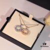 Chopard High-Version Necklace with Floating Diamond in Glass, 18K Rose Gold, Adjustable Chain, Authentic Logo on Glass and Tag