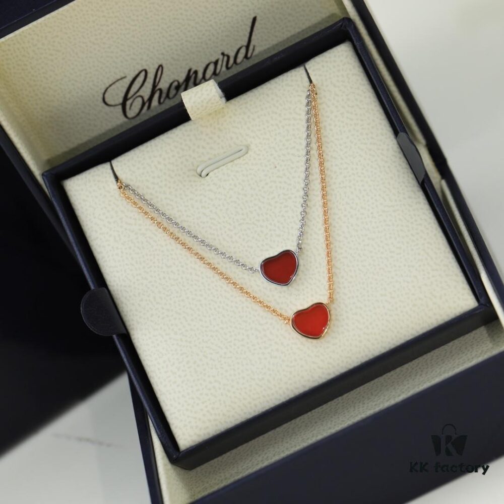 6930077612f62673a6fab43e Chopard Necklace: Lucky Chopard with Iconic Moving Diamonds in Electroplated 18K Rose Gold, Adjustable Heart Pendant with Original Logo and Authentic Tag