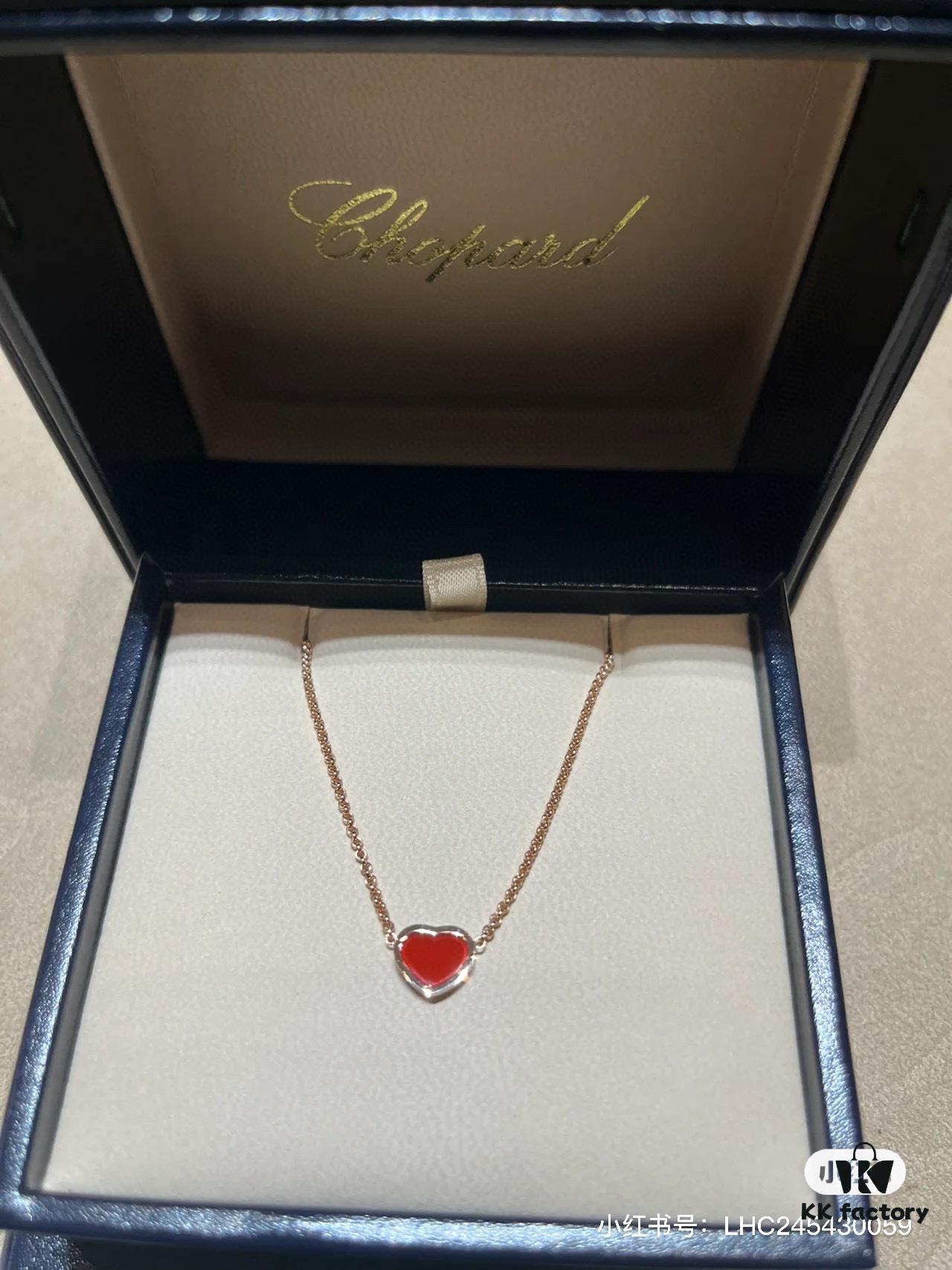 6930077a12f62673a6fab444 Chopard Necklace: Lucky Chopard with Iconic Moving Diamonds in Electroplated 18K Rose Gold, Adjustable Heart Pendant with Original Logo and Authentic Tag