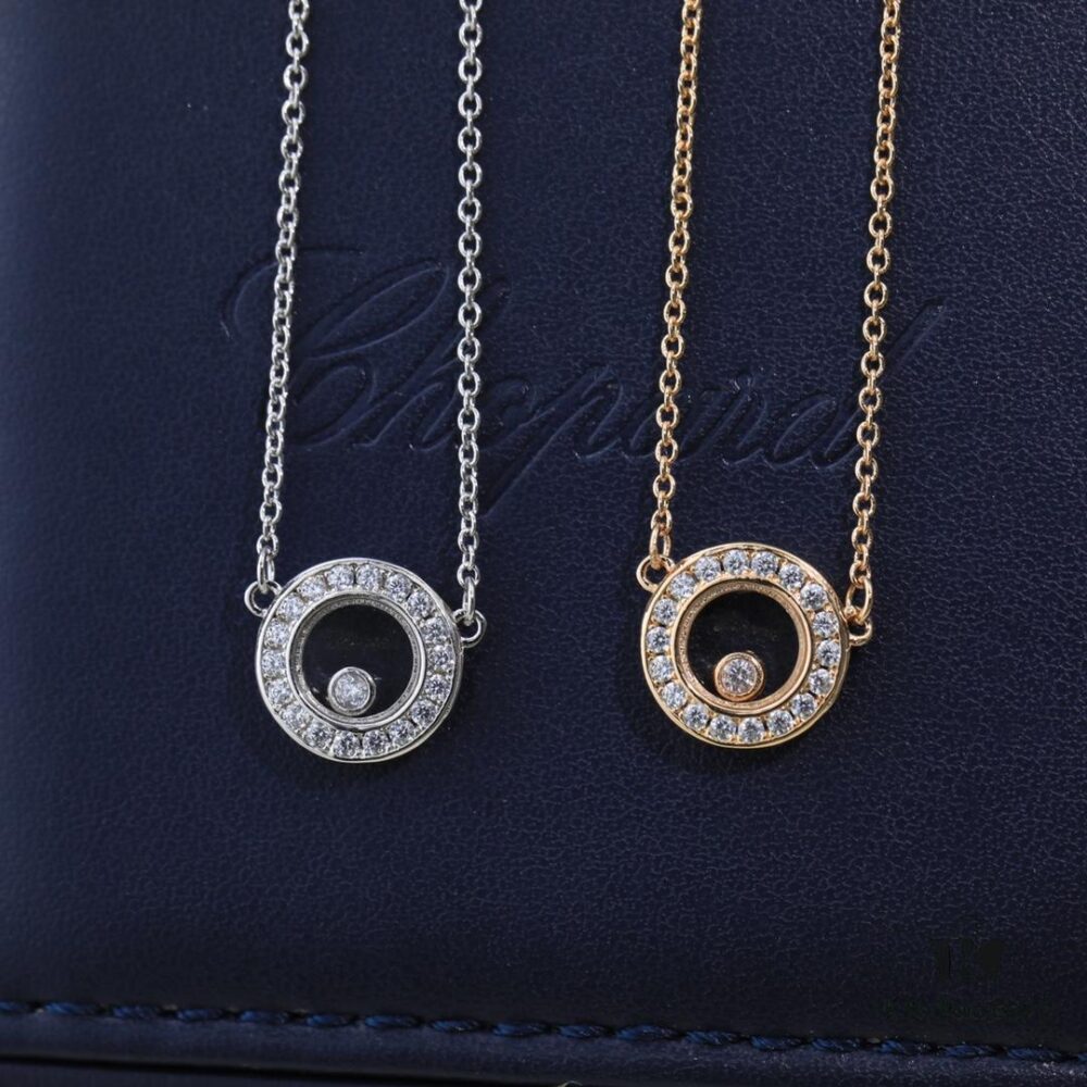 6930078012f62673a6fab451 Chopard Necklace: Luck and the Brand's Iconic Moving Diamonds, 18K Rose Gold, Original Logo, Authentic Tag, Adjustable Length