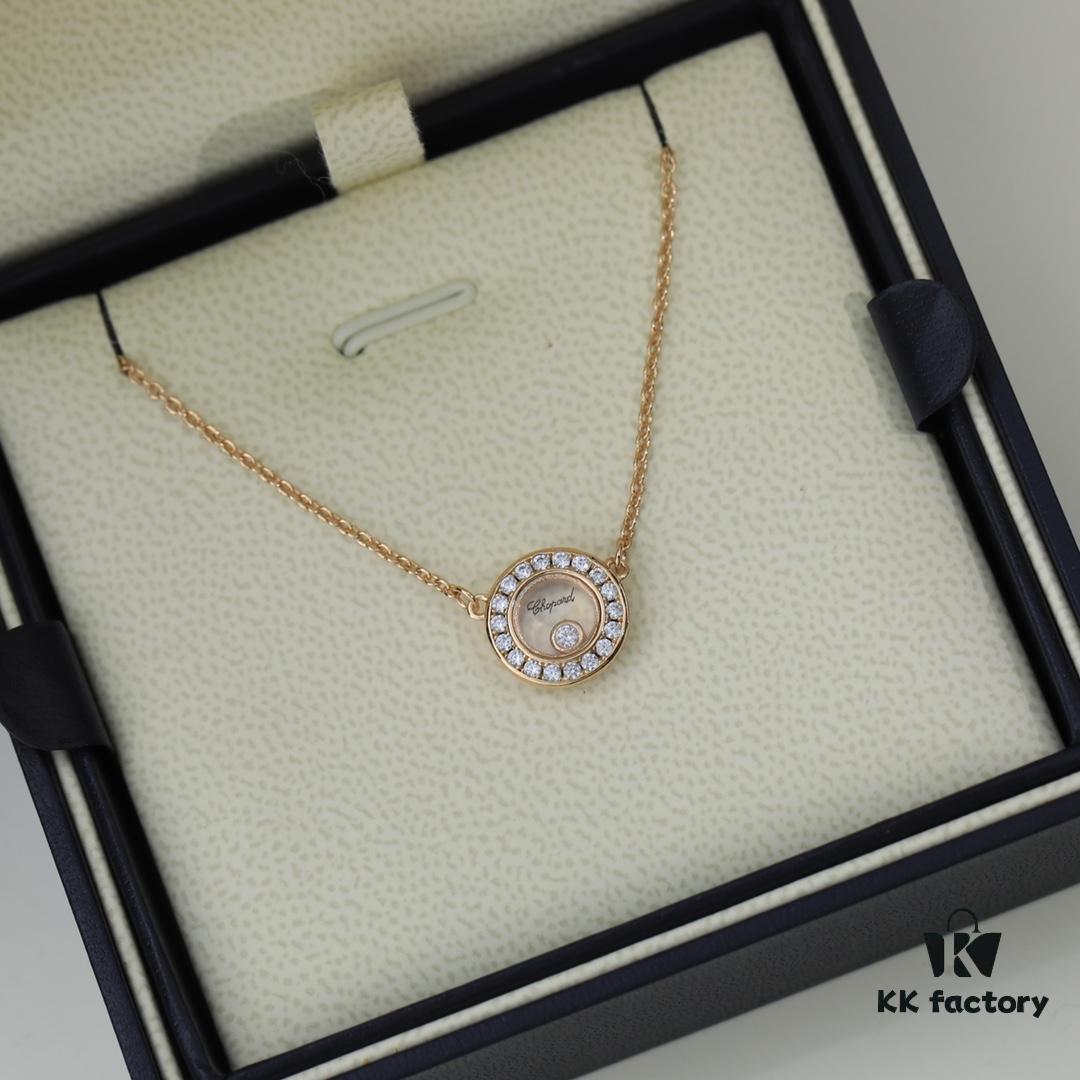 6930078112f62673a6fab452 Chopard Necklace: Luck and the Brand's Iconic Moving Diamonds, 18K Rose Gold, Original Logo, Authentic Tag, Adjustable Length