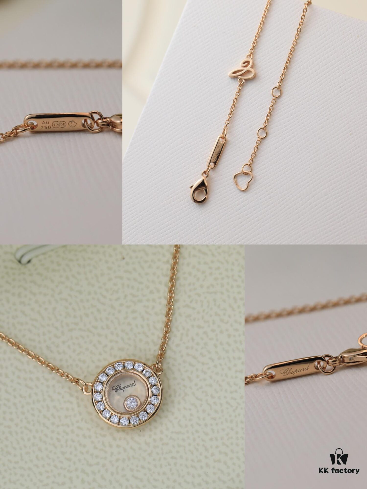 6930078512f62673a6fab459 Chopard Necklace: Luck and the Brand's Iconic Moving Diamonds, 18K Rose Gold, Original Logo, Authentic Tag, Adjustable Length