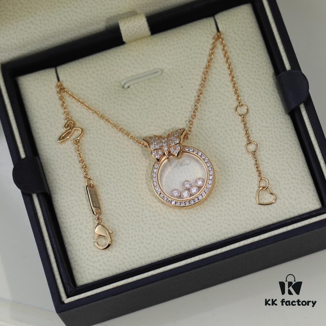 6930078512f62673a6fab45c Chopard 👼 Chopard Necklace with Lucky and Iconic Moving Diamonds, 18K Rose Gold, Original Logo, Adjustable Chain Length