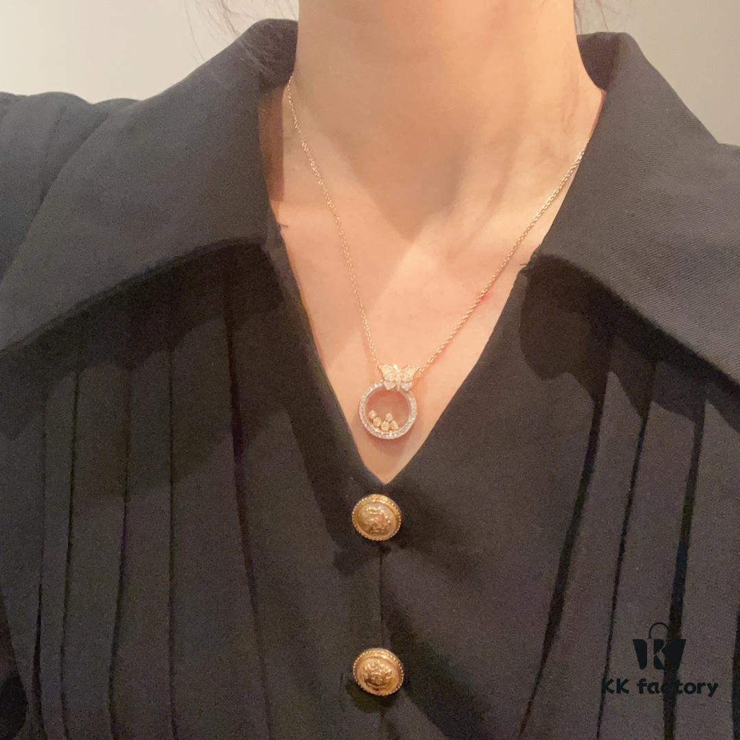 6930078912f62673a6fab461 Chopard 👼 Chopard Necklace with Lucky and Iconic Moving Diamonds, 18K Rose Gold, Original Logo, Adjustable Chain Length