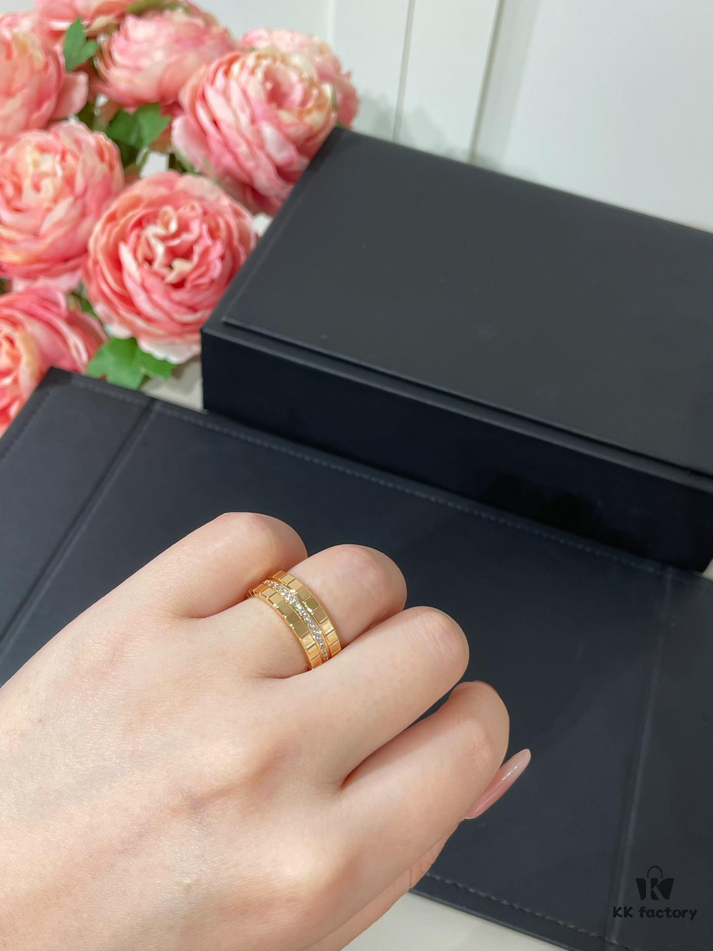 New Arrival, Chopard Ice Cube Series, Celebrity-Inspired Iced Cube Ring 💍 Custom Precision-Carved Wide Version with Diamonds