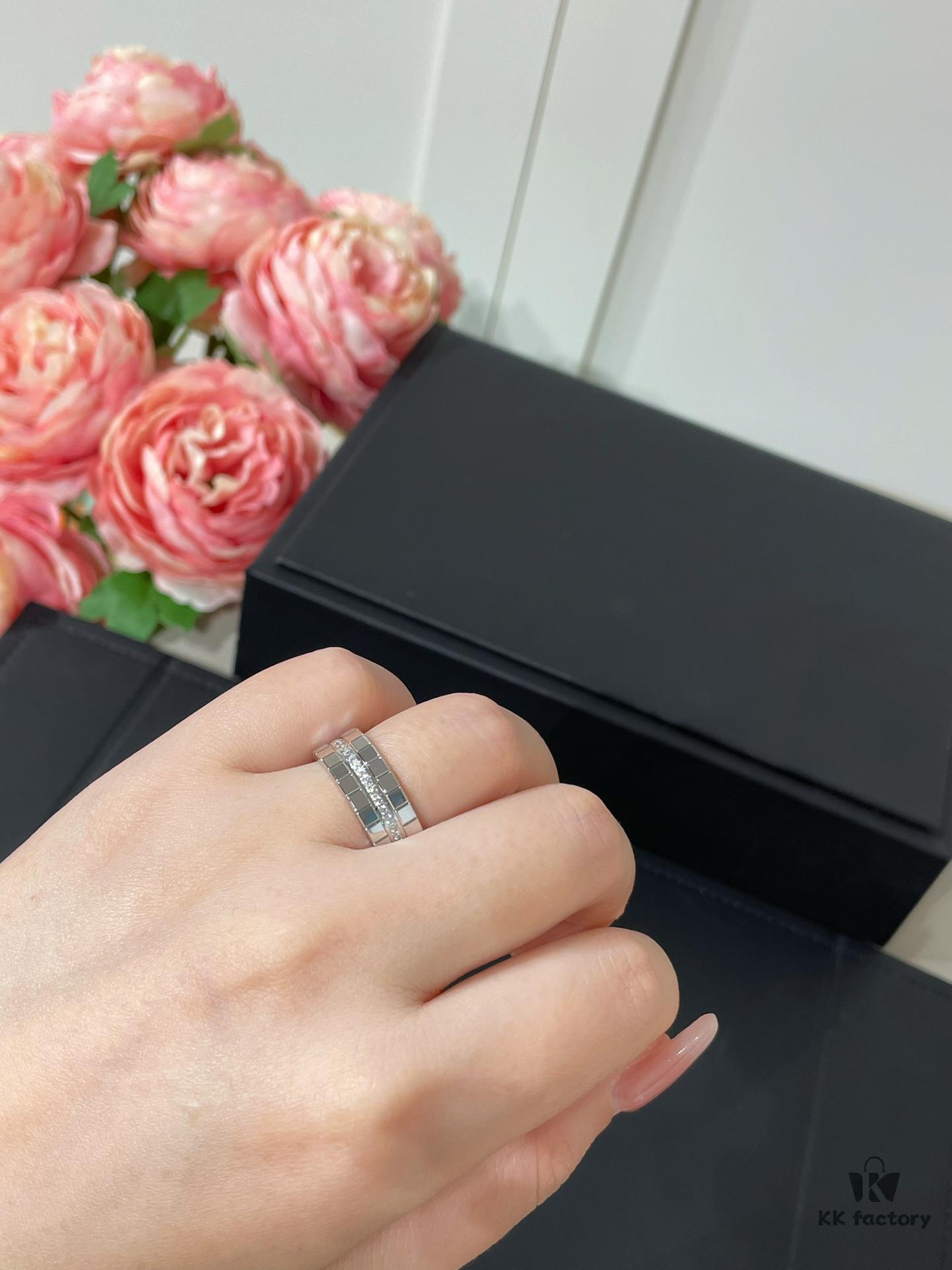 New Arrival, Chopard Ice Cube Series, Celebrity-Inspired Iced Cube Ring 💍 Custom Precision-Carved Wide Version with Diamonds