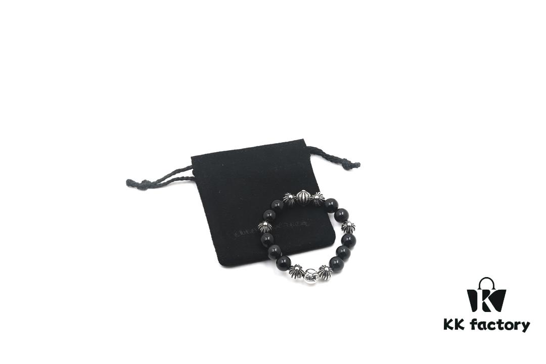 693007bb12f62673a6fab4a9 Chrome Hearts Obsidian Bracelet Full Bead Cross Design
