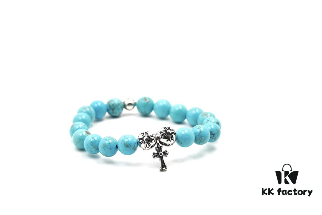 693007c912f62673a6fab4bb Chrome Hearts Turquoise Bracelet with Crossflower Detail