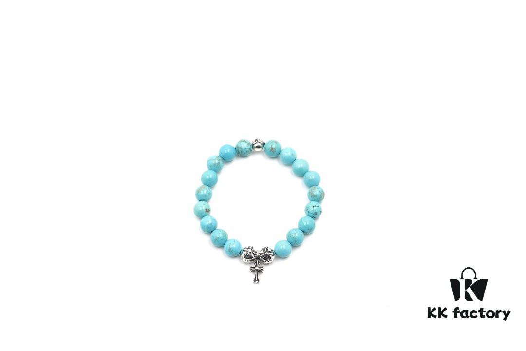 693007c912f62673a6fab4bc Chrome Hearts Turquoise Bracelet with Crossflower Detail