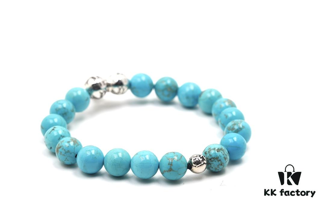 693007ca12f62673a6fab4be Chrome Hearts Turquoise Bracelet with Crossflower Detail