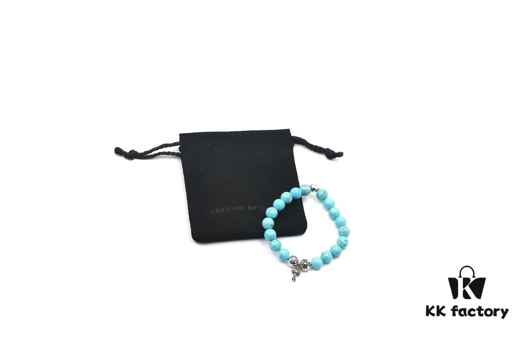 693007cb12f62673a6fab4bf Chrome Hearts Turquoise Bracelet with Crossflower Detail