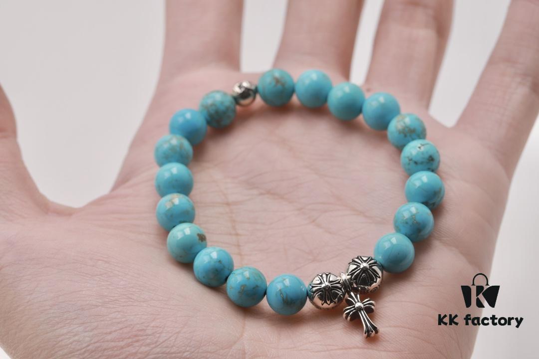 693007cc12f62673a6fab4c0 Chrome Hearts Turquoise Bracelet with Crossflower Detail
