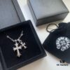 693007e812f62673a6fab4e7 Essential for Fashion-Forward Individuals: Double Cross Silver Necklace, Polished and Diamond-Faced, Reversible and Detachable Design