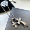 693007e912f62673a6fab4e8 Essential for Fashion-Forward Individuals: Double Cross Silver Necklace, Polished and Diamond-Faced, Reversible and Detachable Design