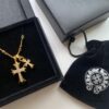 693007f412f62673a6fab4fe Kuroshin Trendy Essential Item: Double Cross Gold Necklace with Diamond and Polished Surfaces, Reversible and Detachable Design