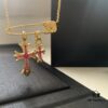 693007f612f62673a6fab500 Kuroki Must-Have for Streetwear Enthusiasts: Colorful Diamond-Paved Brooch Cross Necklace, Pink Diamond Front and Smooth Back, Reversible and Detachable Design