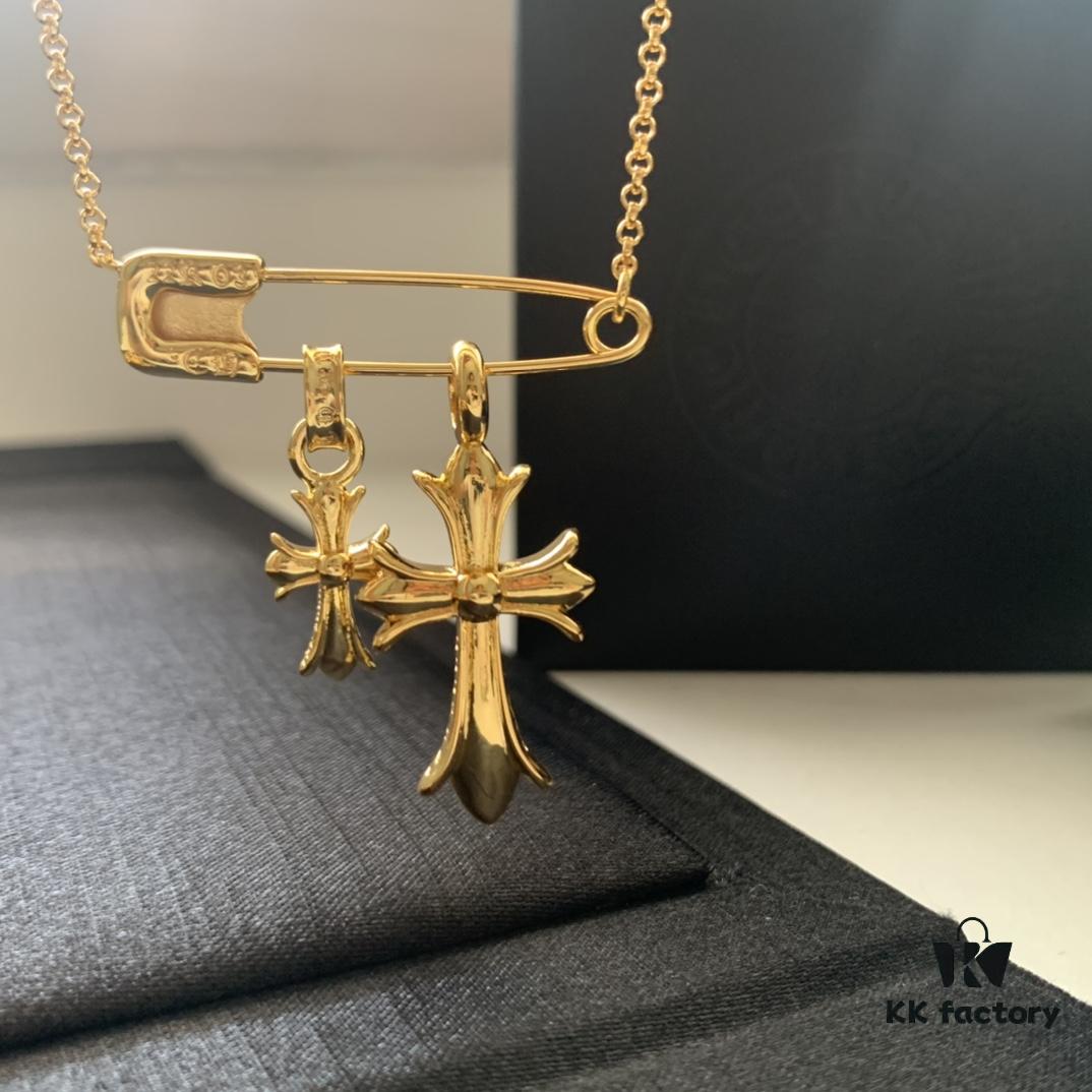 693007f812f62673a6fab502 Kuroki Must-Have for Streetwear Enthusiasts: Colorful Diamond-Paved Brooch Cross Necklace, Pink Diamond Front and Smooth Back, Reversible and Detachable Design