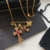 693007f912f62673a6fab504 Kuroki Must-Have for Streetwear Enthusiasts: Colorful Diamond-Paved Brooch Cross Necklace, Pink Diamond Front and Smooth Back, Reversible and Detachable Design