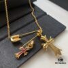 693007fa12f62673a6fab506 Kuroki Must-Have for Streetwear Enthusiasts: Colorful Diamond-Paved Brooch Cross Necklace, Pink Diamond Front and Smooth Back, Reversible and Detachable Design