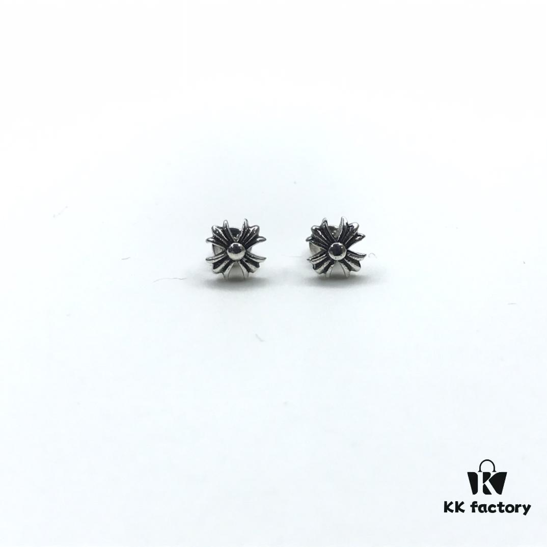 6930080e12f62673a6fab52a Chrome Hearts ❤️ New Cross Stud Earrings, C-Shaped Cross Flower Studs, Cross Flower Earrings, C-Shaped Bud Earrings