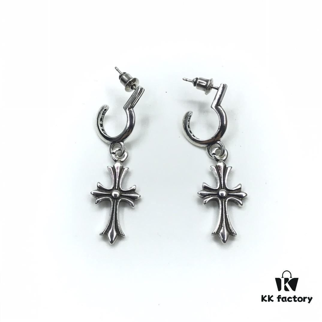 6930080f12f62673a6fab52b Chrome Hearts ❤️ New Cross Stud Earrings, C-Shaped Cross Flower Studs, Cross Flower Earrings, C-Shaped Bud Earrings