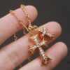 6930082112f62673a6fab54e Chrome Hearts 22K Gold-Plated Double Cross Necklace